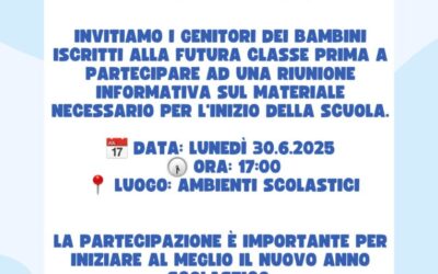 Riunione dei genitori – futura classe prima