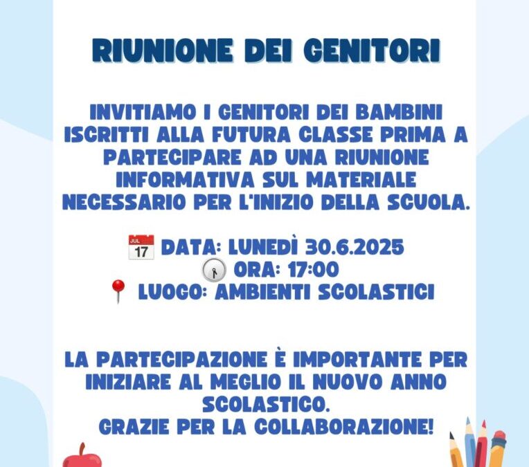 Riunione dei genitori – futura classe prima