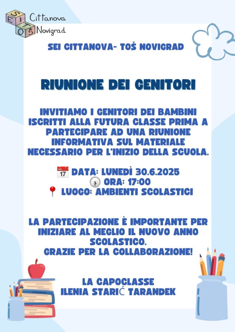 Riunione dei genitori – futura classe prima