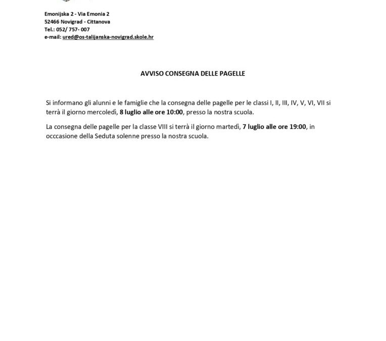 Consegna delle pagelle